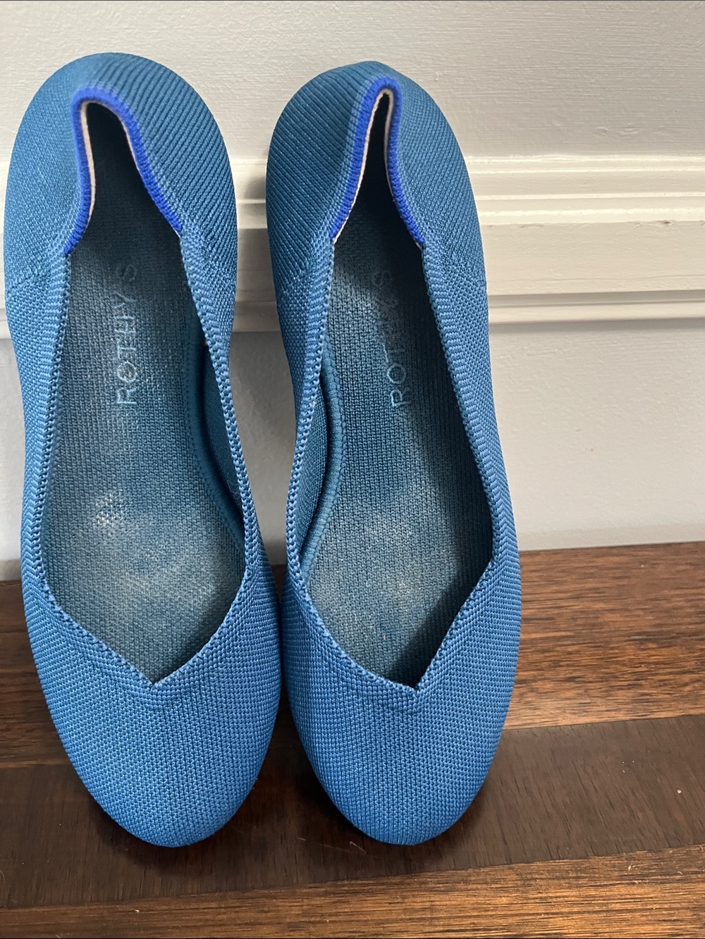 Rothy's Blue Knit Pointed Ballet Flats Sz 8.5 women’s shoes